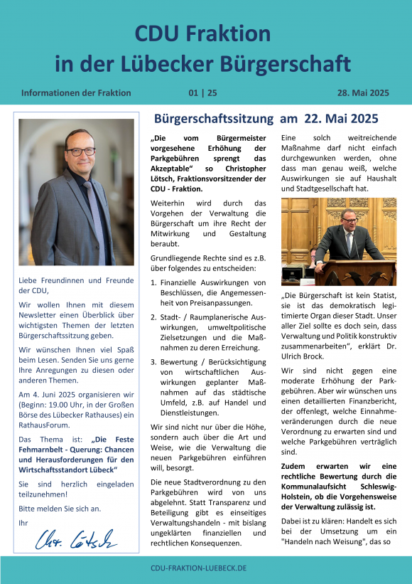 Newsletter-Ausgabe 28. Mai 2025
